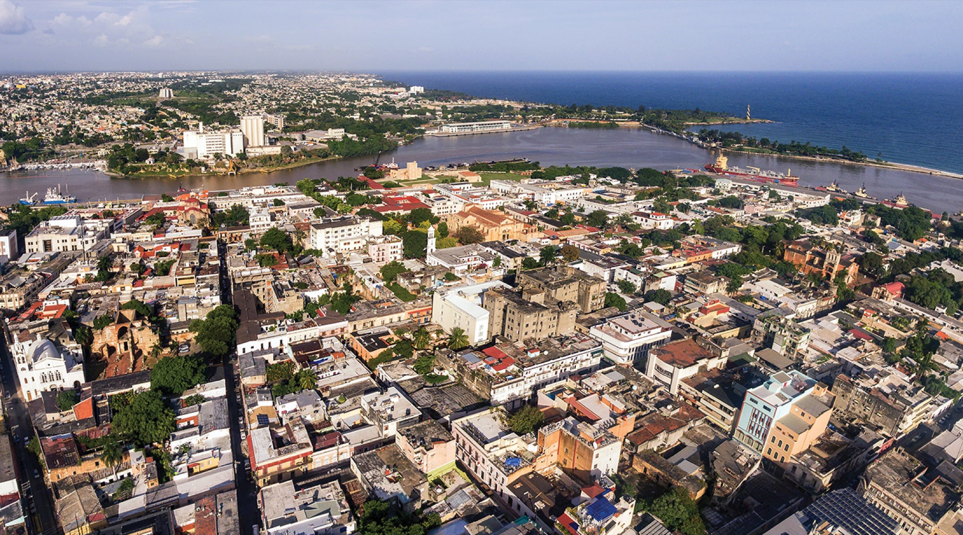 Aerial view of Santo Domingo’s Colonial Zone and waterfront