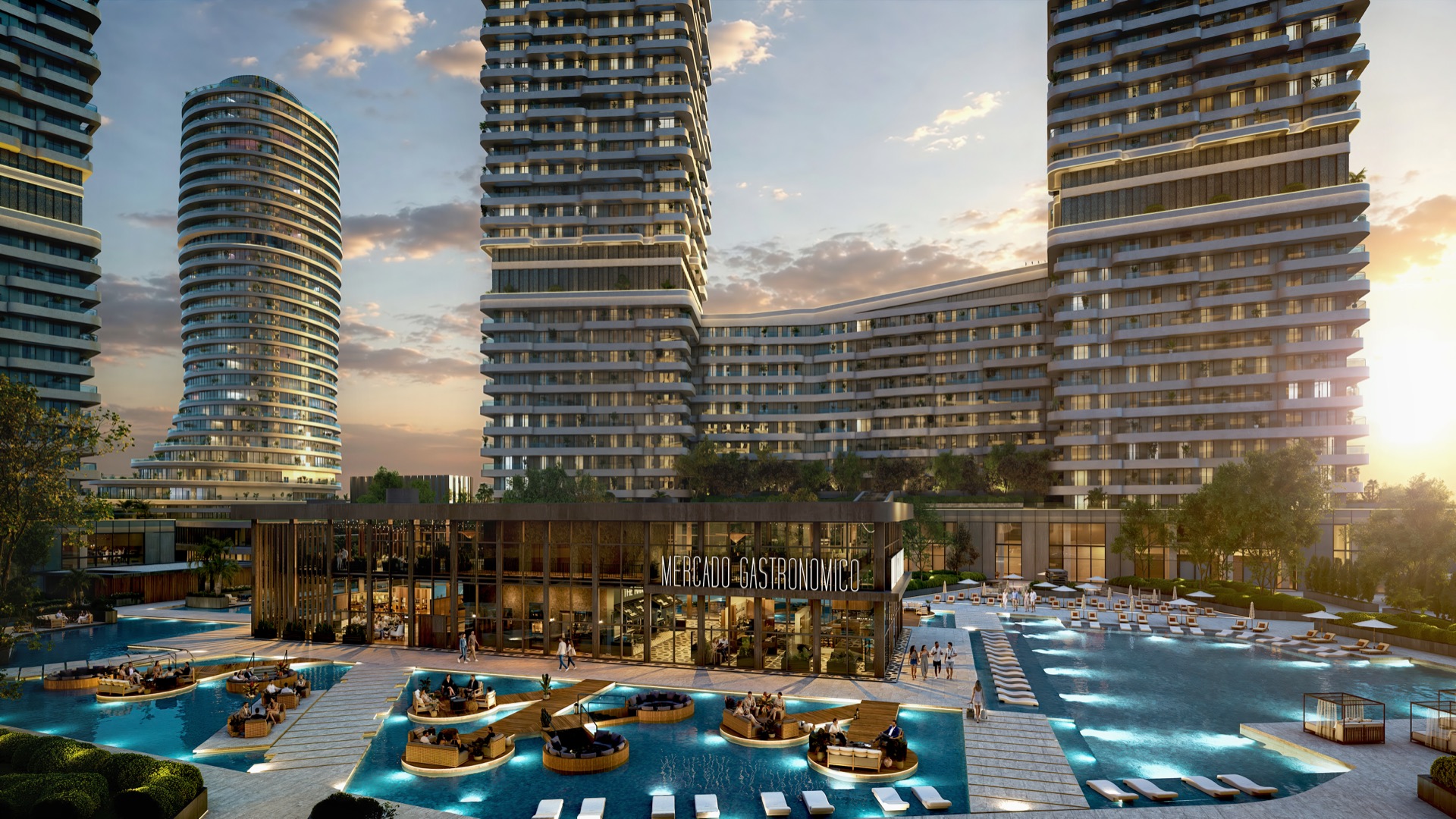 Market and landscaped gathering space