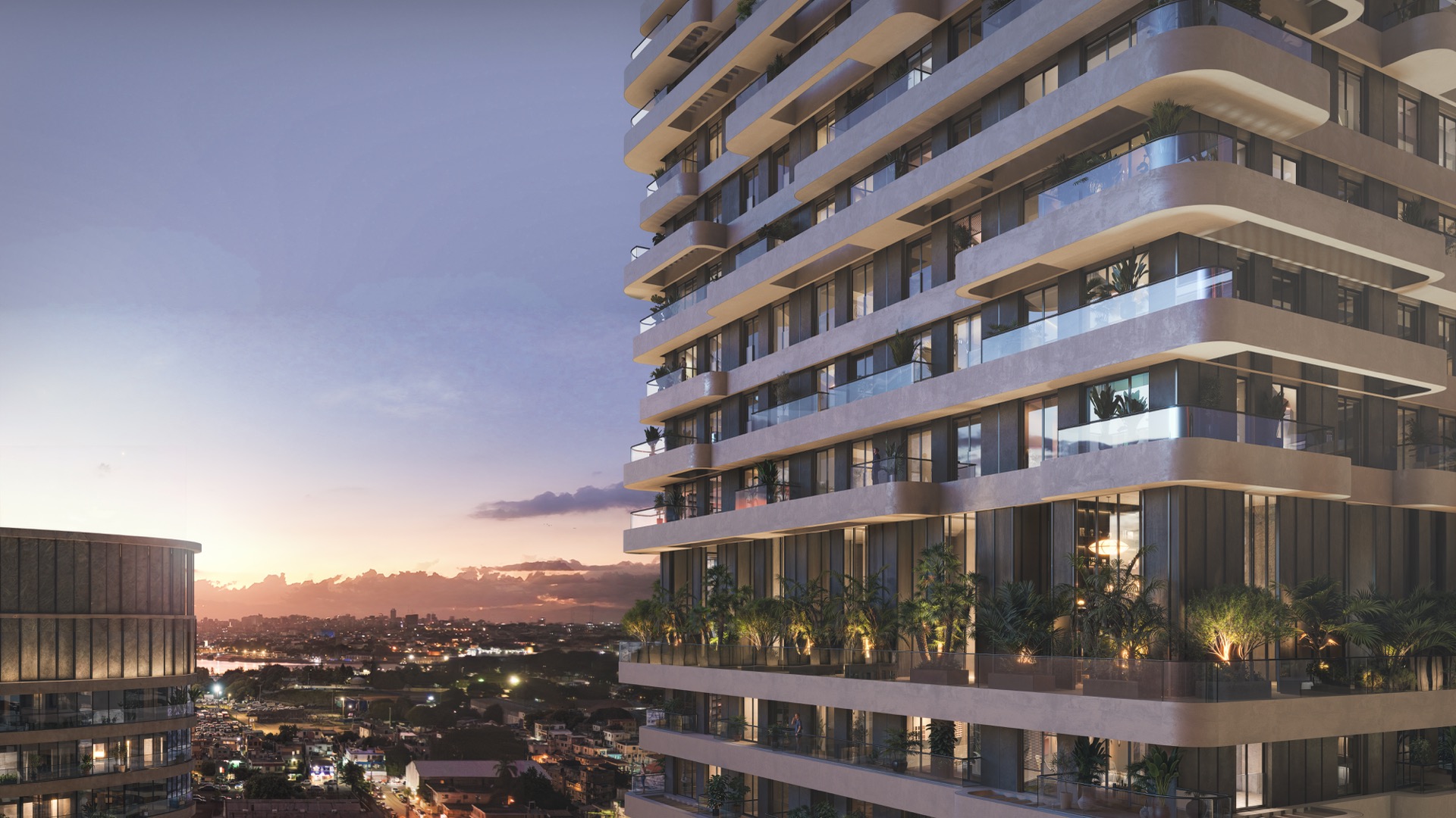 Dusk exterior view of Coralia